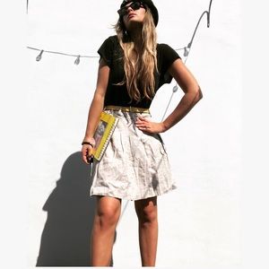 H&M KHAKI NUDE COLOR PLEATED MINI SKIRT